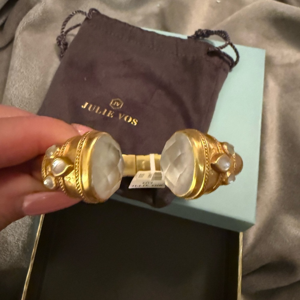 Julie Vos Gold Bracelet with Iridescent Crystal Clear Accents